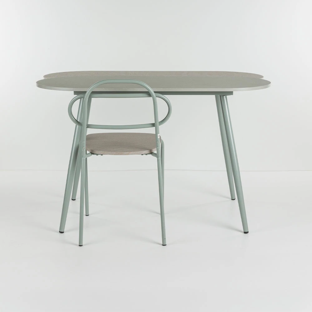 Tavolinë me karrige italiane, 4+1, ngjyrë gri-gur, 120x75x75