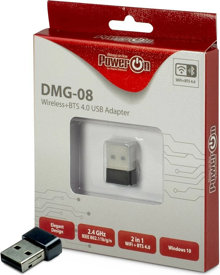 Adapter USB Wi‑Fi Inter‑Tech DMG-08, WiFi 4 150Mbps, Bluetooth 4.0, 2.4GHz, nano, i zi