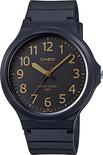 Orë dore Casio MW-240-1B2V, e zezë/artë