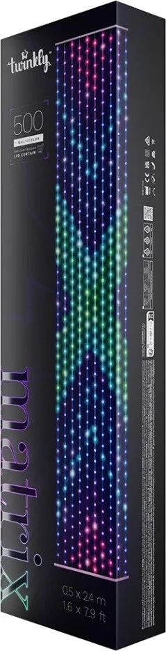 Drita dekorative Twinkly Matrix, 500 LED RGB, tel i tejdukshëm, 1.7x7.8ft, F-plug