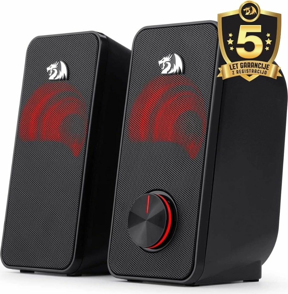 Altoparlantë Redragon STENTOR GS500, USB + 3.5mm AUX, LED e kuqe, set 2 copë, të zeza