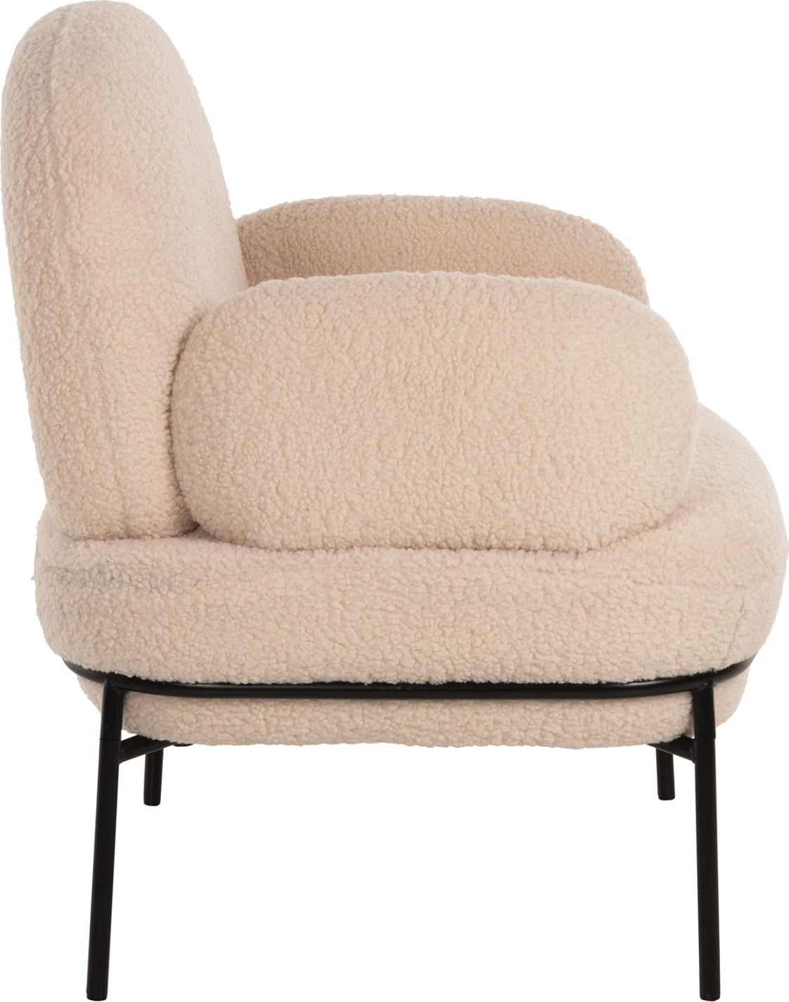 Fotelje AGNES FH9525.20, pëlhurë boucle ecru, këmbë metalike të zeza, 74x71x83H cm.