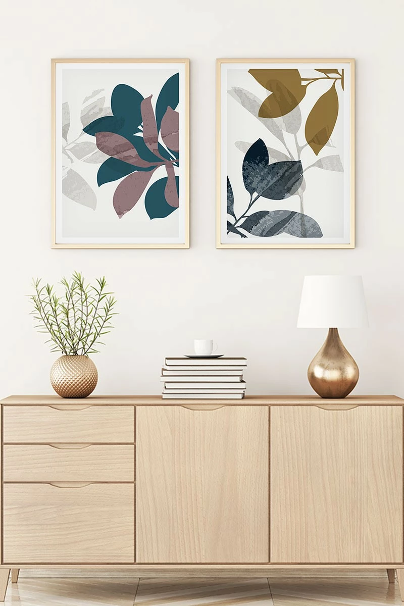 Piktura dekorative me kornizë, 2 copë, MDF, Wallity, Huhu121, 20x30cm
