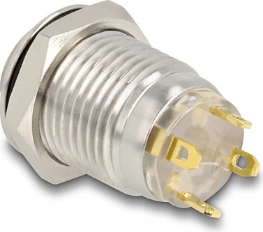 Buton shtypës DeLOCK 20984, 230 V/3 A, i ndriçueshëm, IP65, inox, argjend