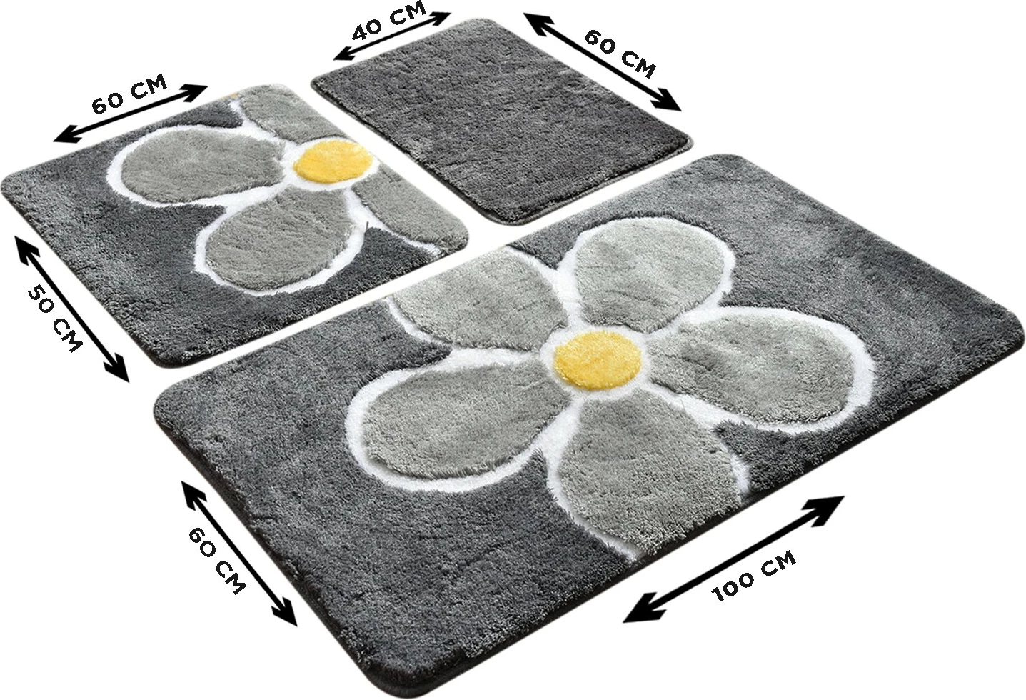 Set tapetesh për banjo akrilike (3 copë), Mijölnir, lule, gri