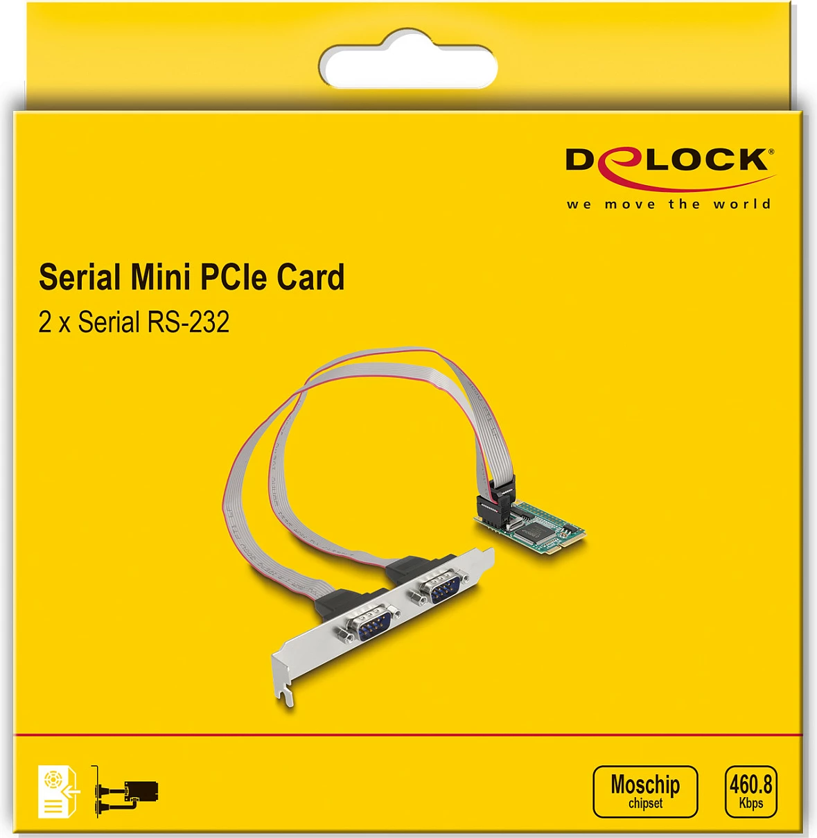 Kartë Mini PCIe DeLOCK MCS9904, 2x RS-232 DB9 (D-Sub 9-pin), full-height