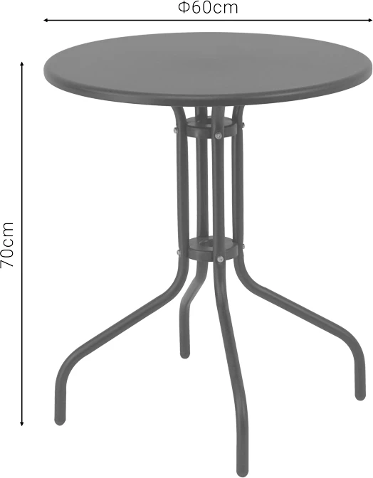 Tavolinë me karrige Sussie-Vergo set prej 3 copash, metal-alumini, ngjyrë shampanjë, D60x70cm