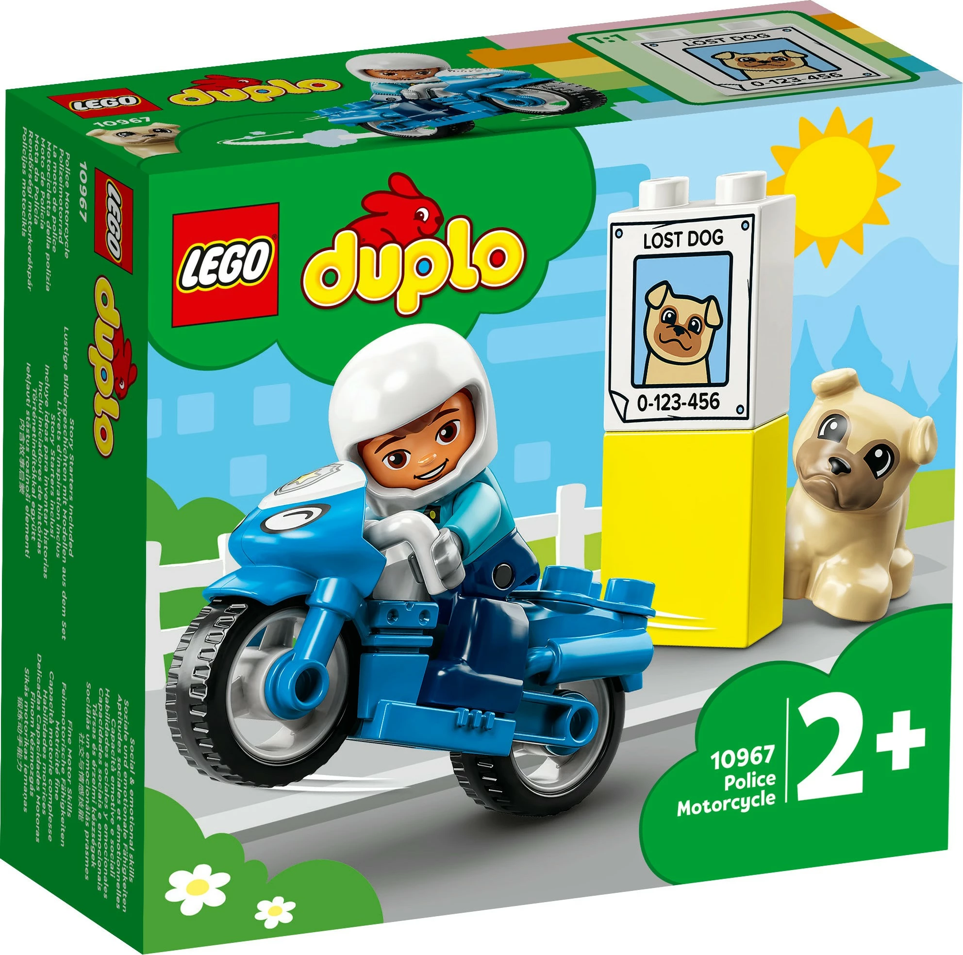Set ndërtimi LEGO DUPLO Police Motorcycle, 5 pjesë, plastikë, shumëngjyrësh