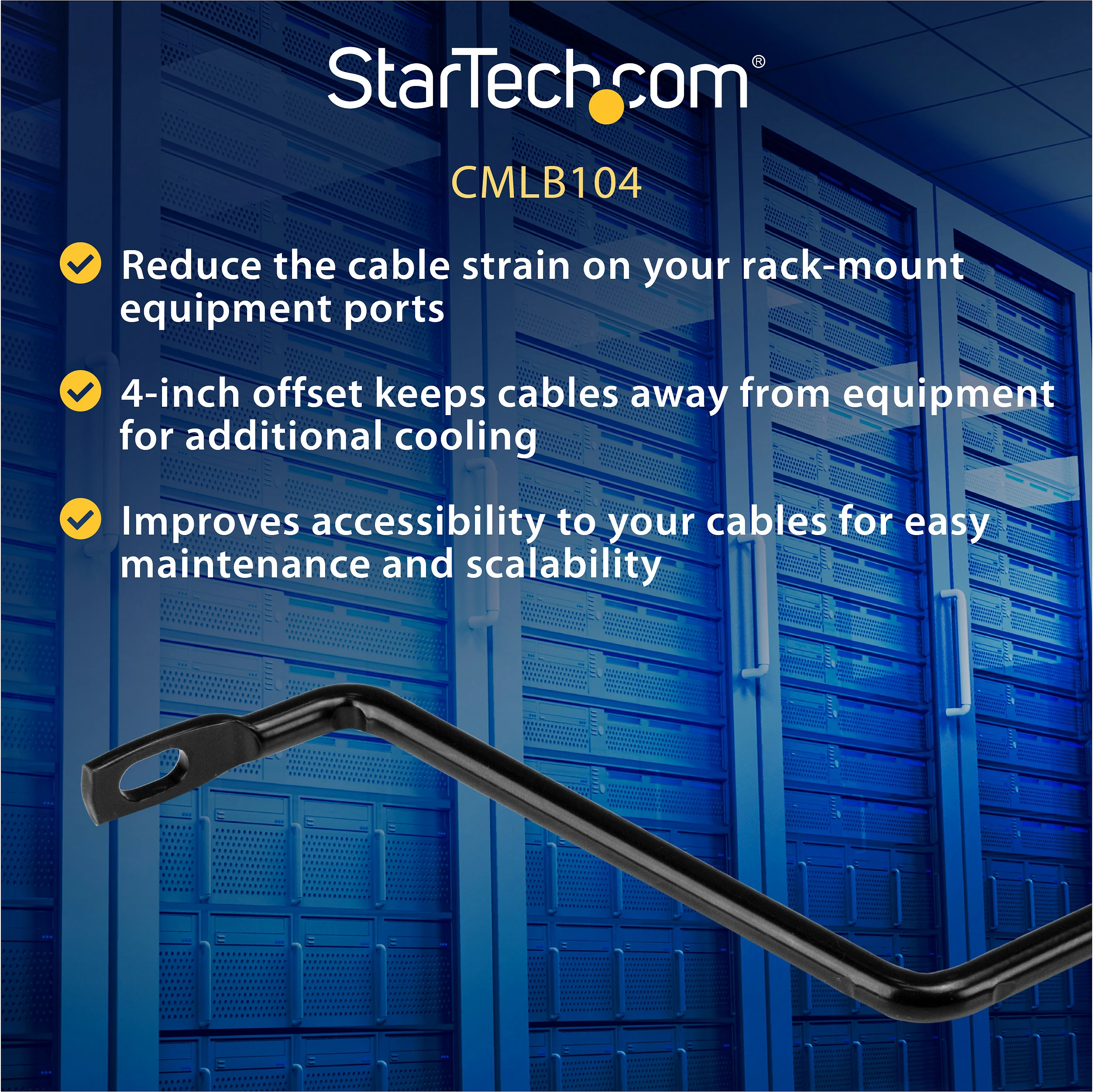 Shufër lidhëse kabllosh për rack StarTech CMLB104, 1U, offset 4", 10 copë, e zezë