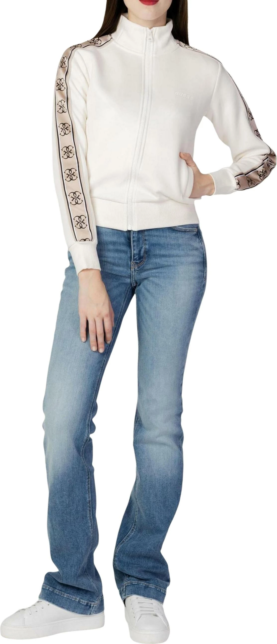 Duks me zinxhir për femra Guess Active Britney Full Zipper, latte [Madhësia: L]