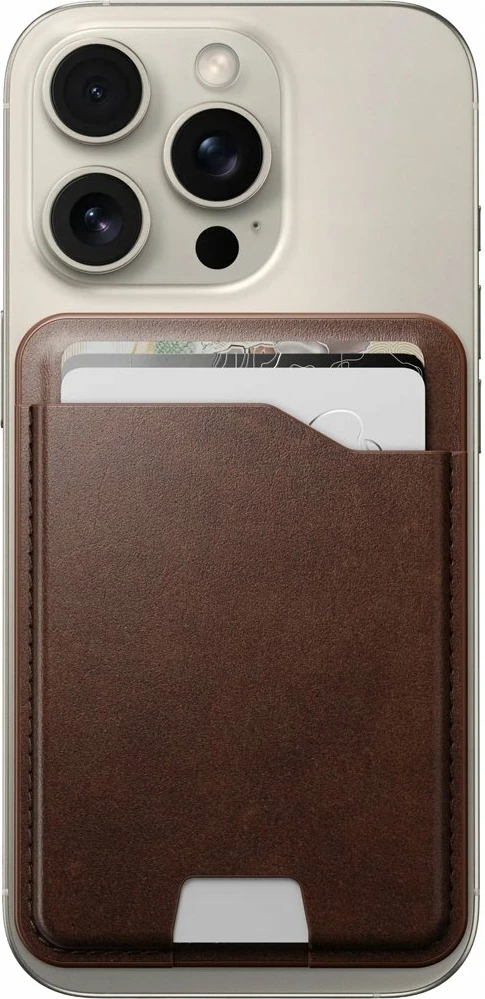 Kuletë lëkure MagSafe Nomad Leather Mag Wallet me Apple Find My, 1-4 kartela, kafe