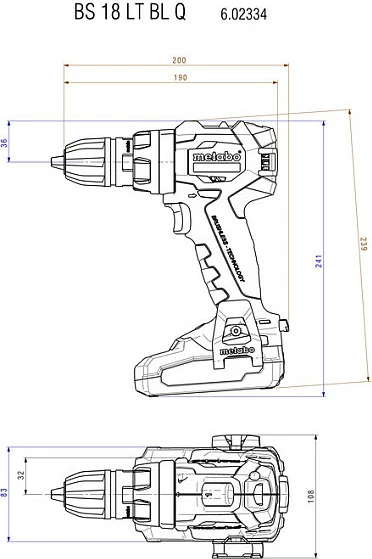Bormashinë me bateri Metabo BS 18 LT BL Q, 18V, brushless, 75Nm, 13mm, e zezë/jeshile/kuqe