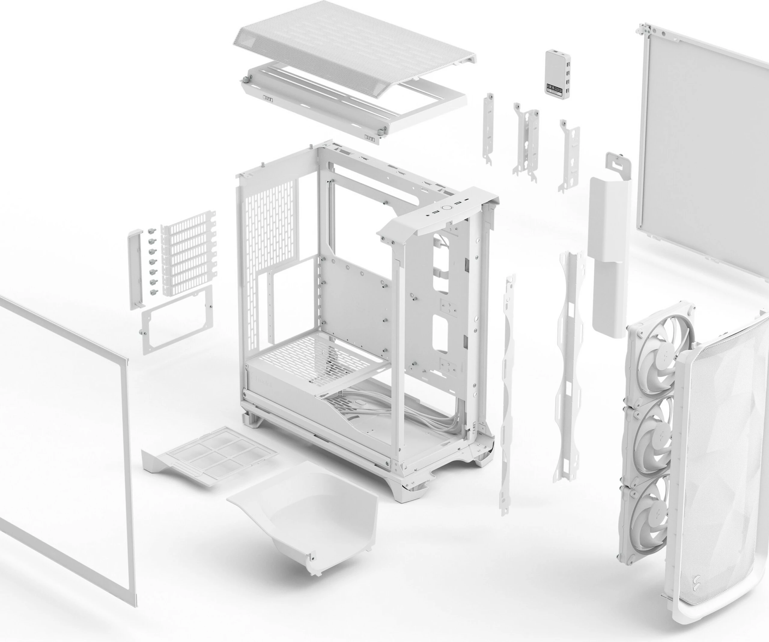 Kasë Fractal Design Meshify 3 Ambience Pro RGB, midi tower, xham i temperuar, e bardhë