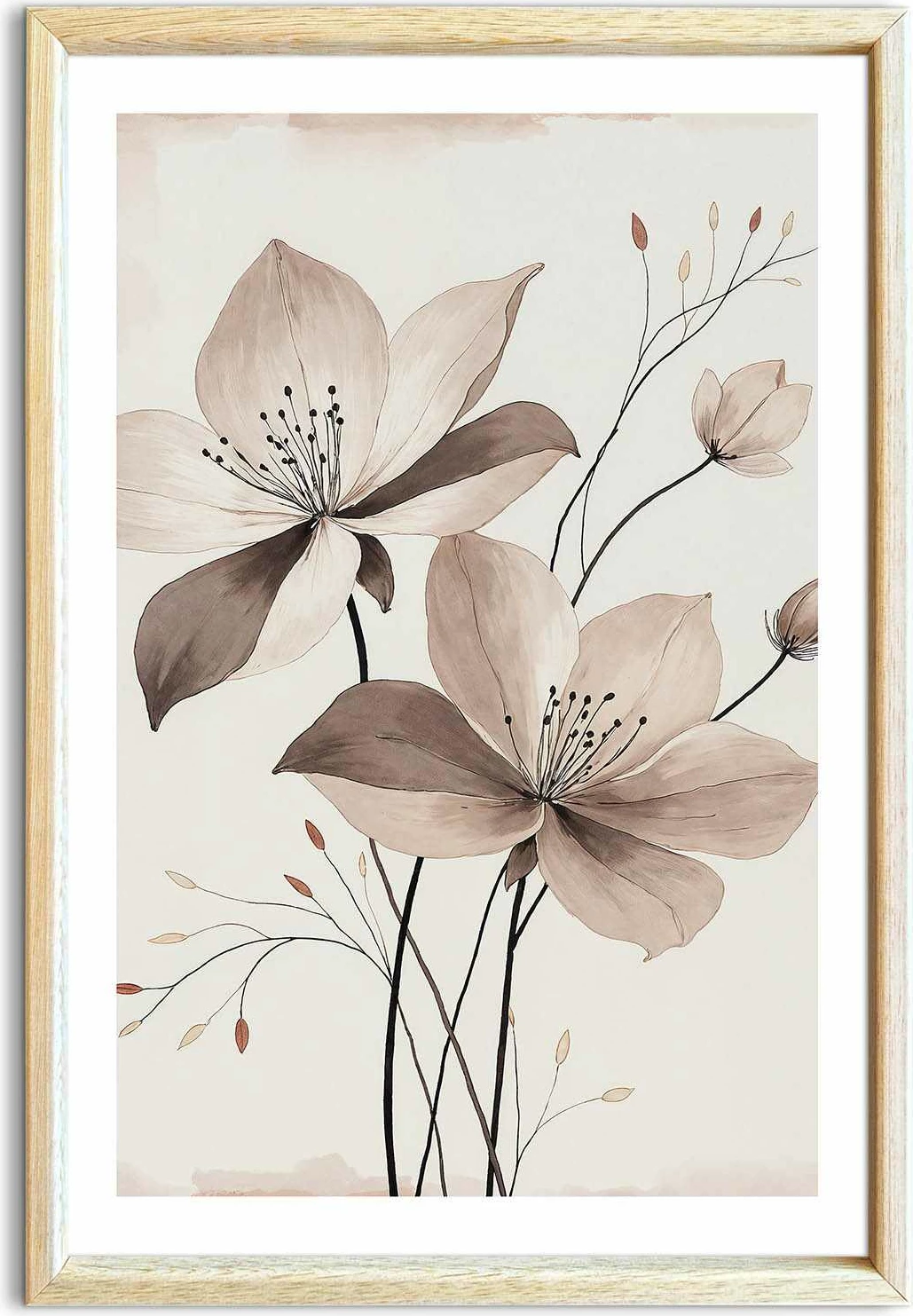 Pikturë dekorative me kornizë, MDF, Wallity, Ahswabisabi-016, 42x62cm
