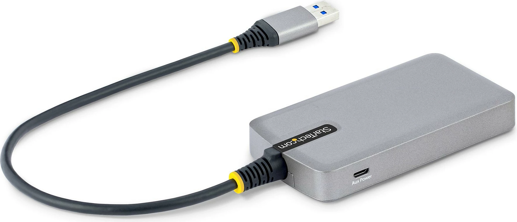 USB Hub StarTech 4-Port, USB 3.2 Gen 1 5Gbps, USB-A në 4x USB-A, me Micro-USB për energji shtesë, 30cm kabllo, gri