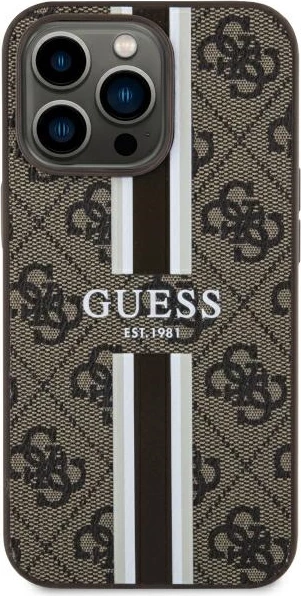 Mbështjellës Guess 4G Printed Stripes MagSafe për iPhone 13 Pro/13 6.1", kafe