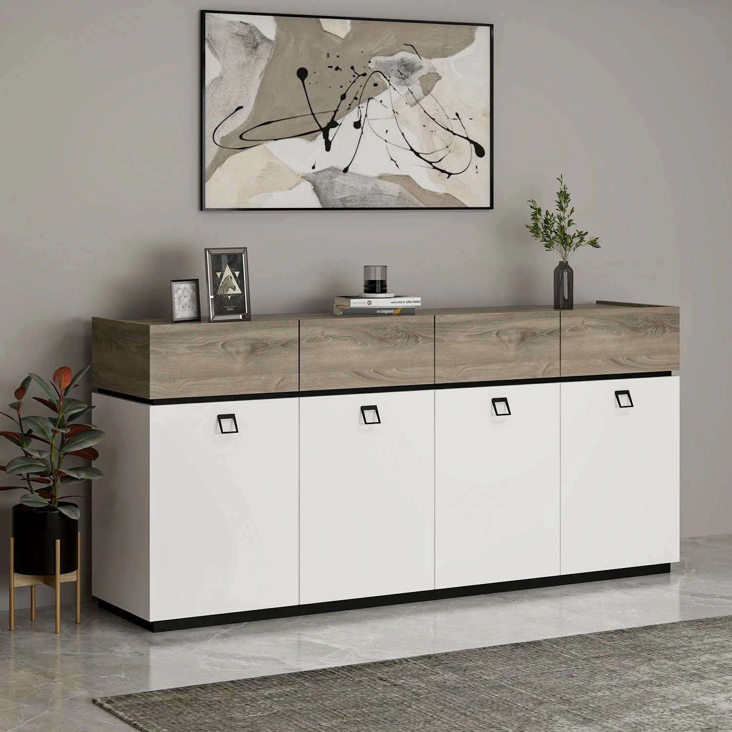 Konsol Skye Decor, Zara, e bardhë, e zezë