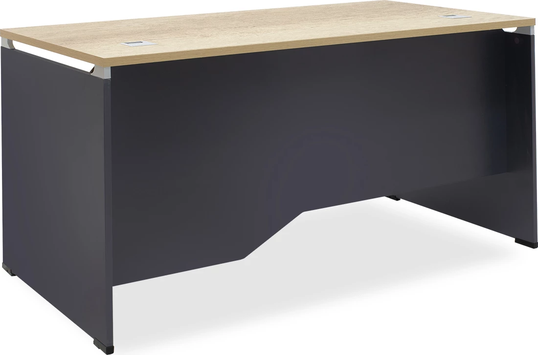 Tavolinë menaxheri Lotus, ngjyrë lisi-gri e errët, 150x80x75cm