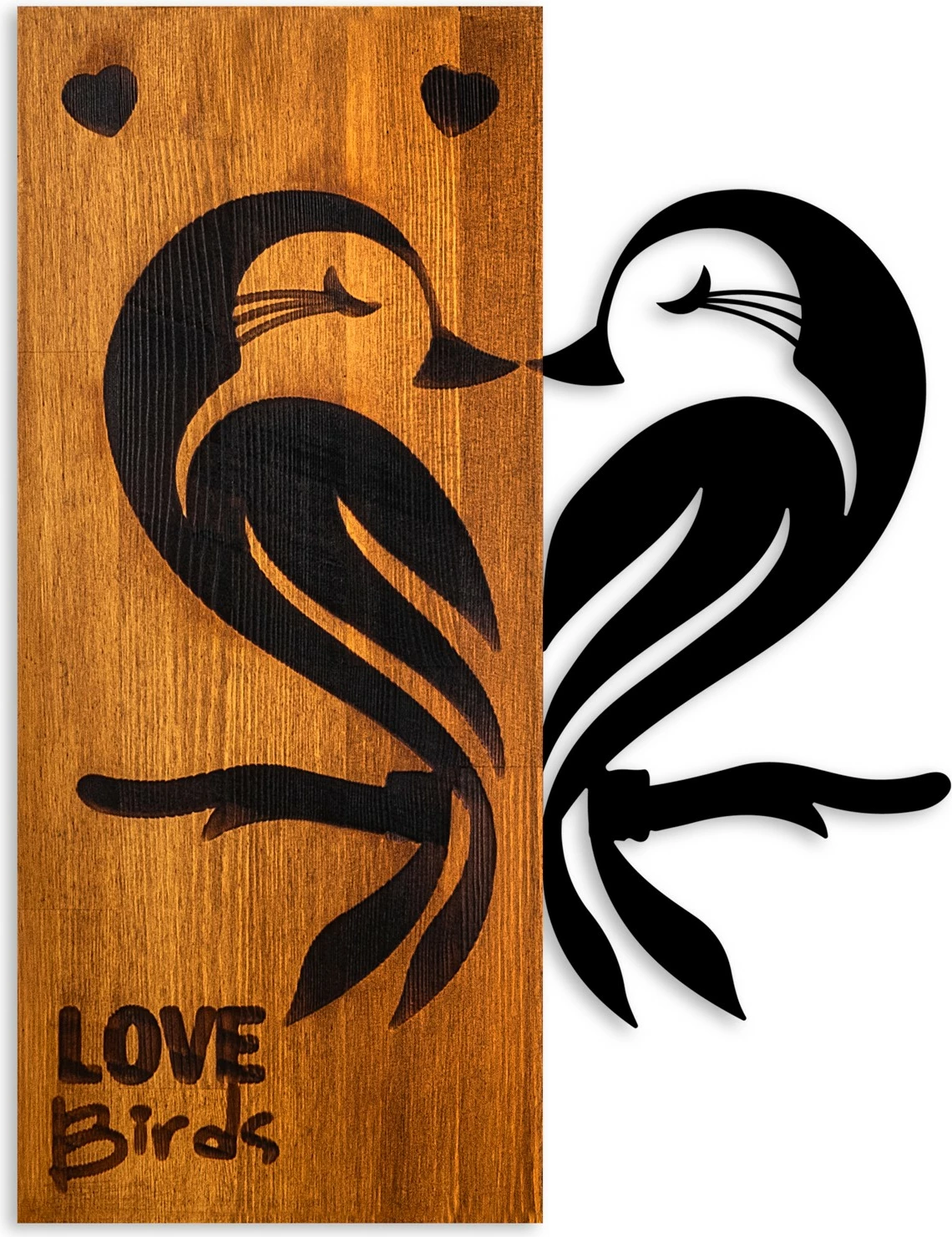 Aksesor dekorativ për mur, dru arre, zogj dashurie, Wallity, Love Birds 5