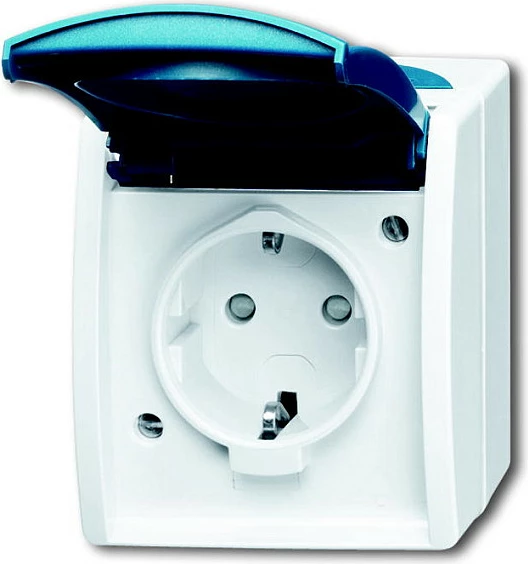 Prizë e jashtme Busch-Jaeger 2083-0-0817, Schuko CEE 7/3, IP44, 16A, 250V, blu/bardhë