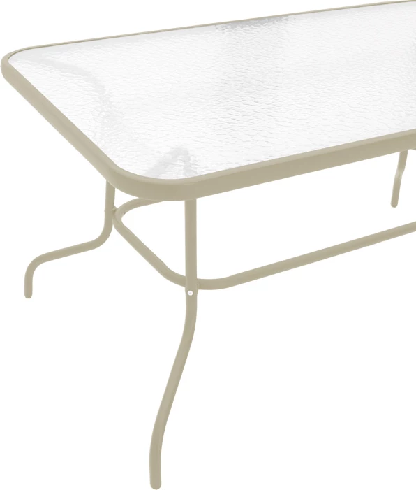 Tavolinë me karrige Tade-Valor, 5 copë, metal-xham, ngjyrë shampanjë, 110x60x70cm