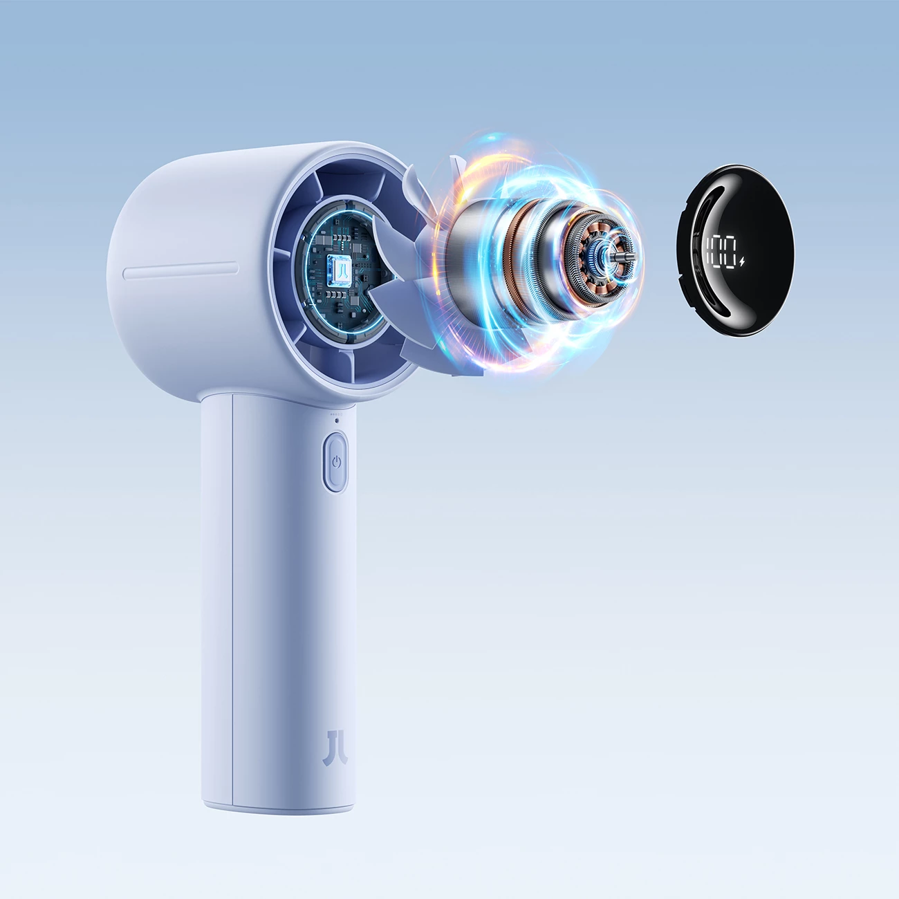 Ventilator dore Jisulife Handheld Fan 10S, bateri 5000mAh, USB-C, 5 nivele, ekran LED, blu 7
