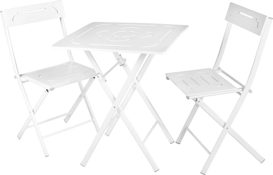 Set tavolinë me karrige për terasë, 3 pjesë, Hanah Home, Bistro Set 2, e bardhë