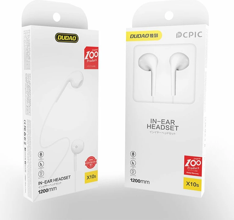 Kufje in-ear Dudao X10S me kabllo, mini jack 3.5mm, të bardha