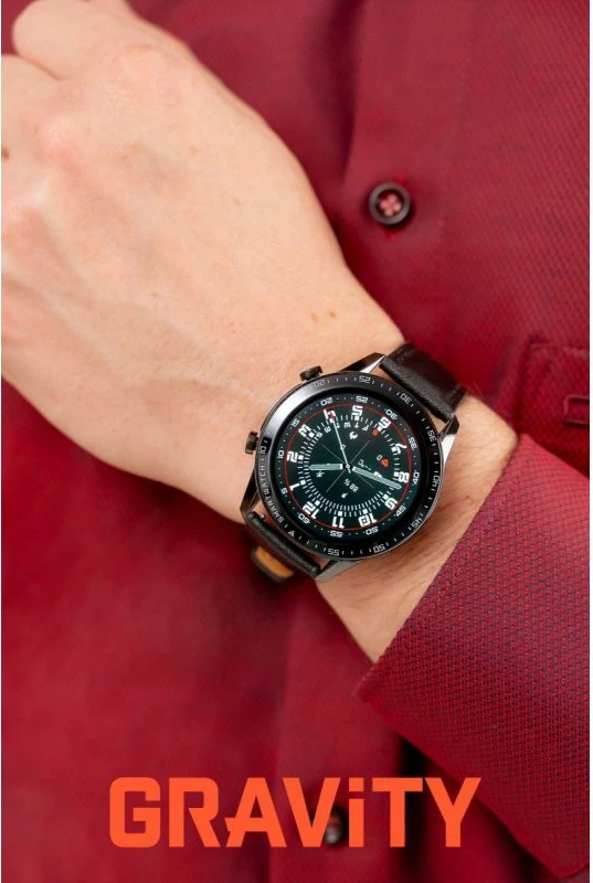 Smartwatch Gravity GT10-2, e zezë, 2 rripa