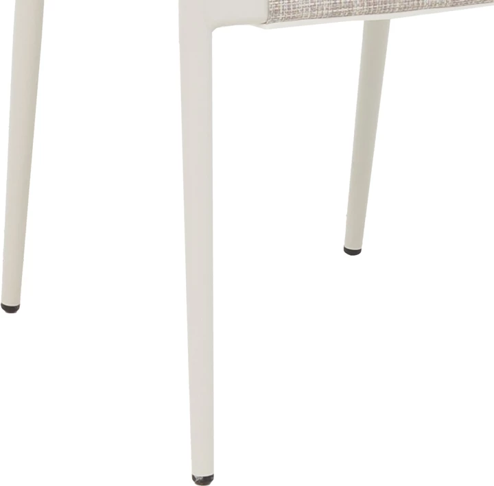 Karrige alumini e grumbullueshme, kornizë e bardhë-tekstilen dhe ratan ngjyrë natyrale, 57x56x78cm