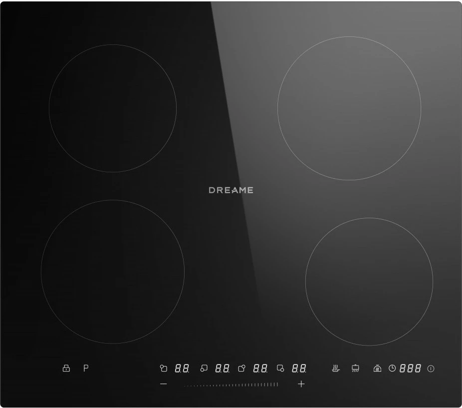 Pllakë induksioni, Dreame, EZ40 PRO, 4 zona, slider touch 15 nivele, lidhje 7.4 kW, 58x51 cm, e zezë