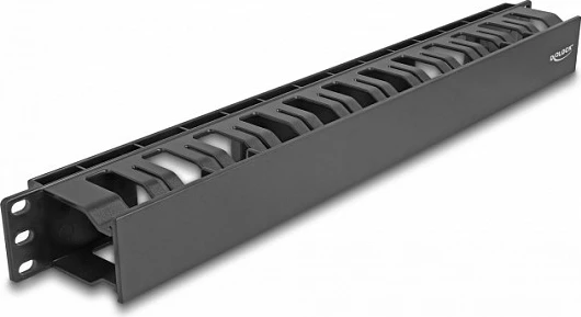 Panel menaxhimi kabllosh DeLOCK 19", 1U, me 2 hapje, i zi