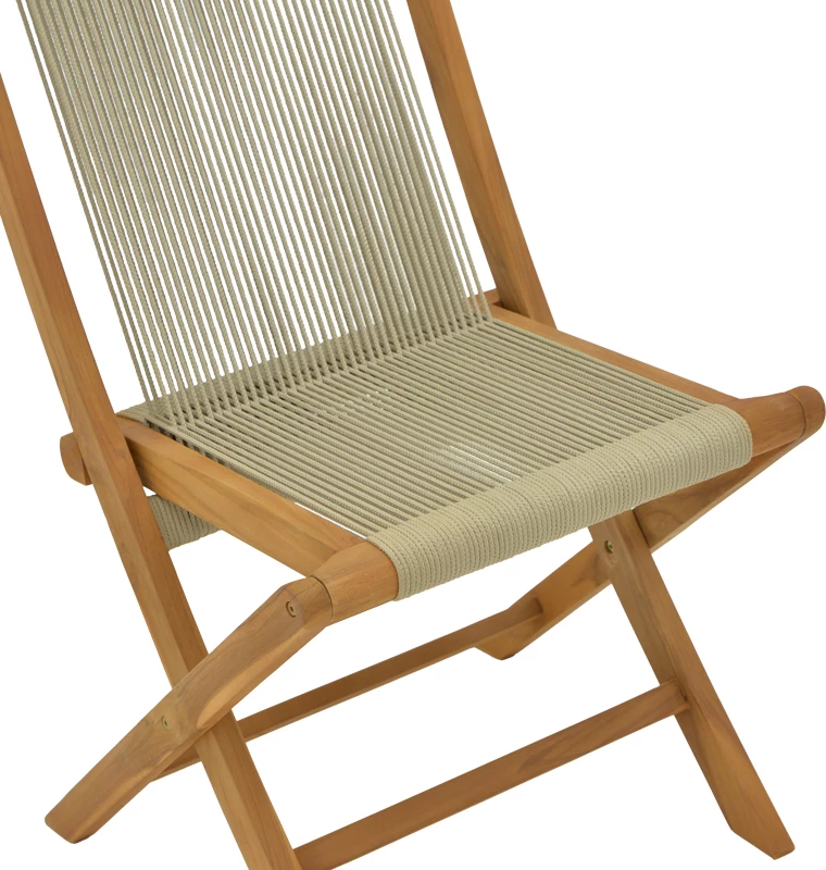 Karrige e palosshme Banou, dru teak dhe litar PE, ngjyrë e zezë, 51.5x58x88cm