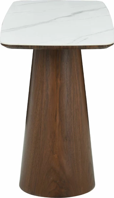 Konsol Totem, ngjyrë arre dhe e bardhë me model mermeri, 120x50x76cm