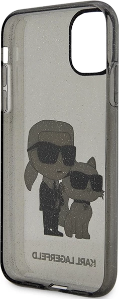 Mbështjellës Karl Lagerfeld KLHCN61HNKCTGK për iPhone 11/XR 6.1", Glitter, i zi