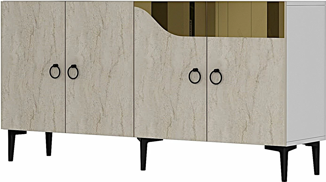 Konsol Skye Decor, Gama 150, e bardhë, travertin, ari