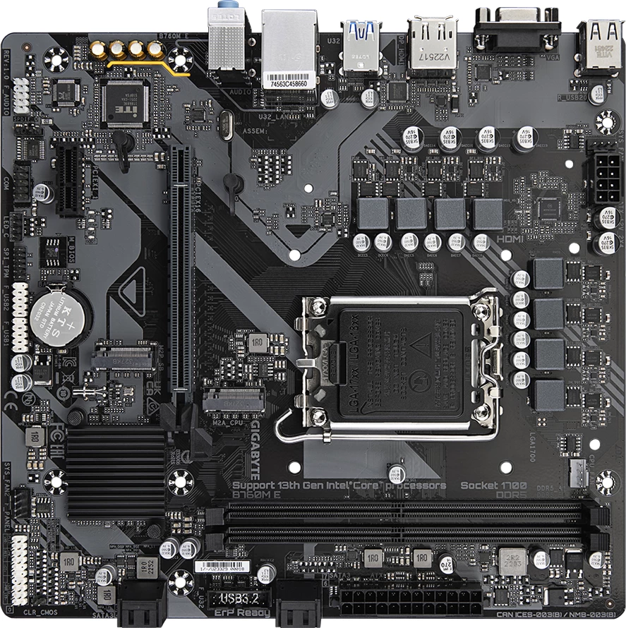 Pllakë amë GIGABYTE B760M E, LGA1700, DDR5 (2 slote), mATX