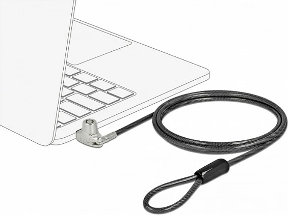 Kabllo sigurie për laptop DeLOCK Navilock për HP Nano Slot, 1.5 m, me çelës, çelik, e zezë/argjend