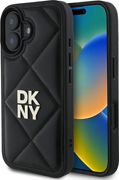 Mbështjellës DKNY Quilted Stack Logo për iPhone 16, i zi