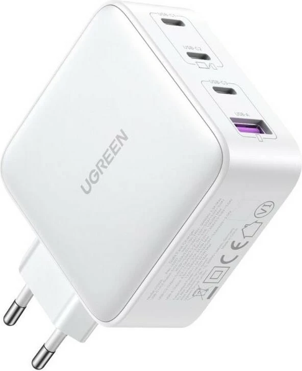 Karikues universal Ugreen Nexode 100W GaN, 4 porta USB-C/USB-A, i bardhë