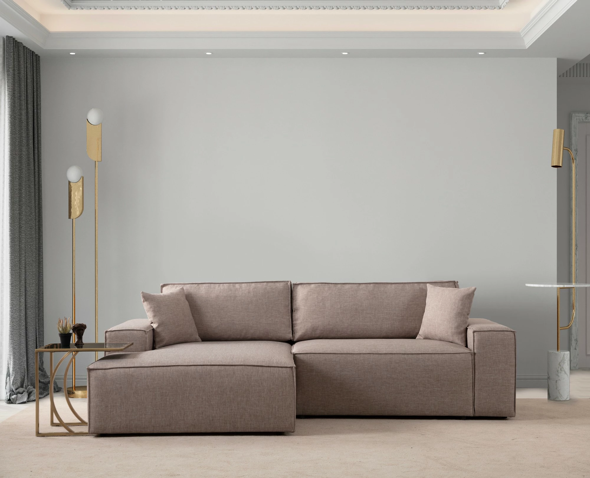 Kënd-sofë krevati Atelier del Sofa, Pırlo kënd majtas, kafe