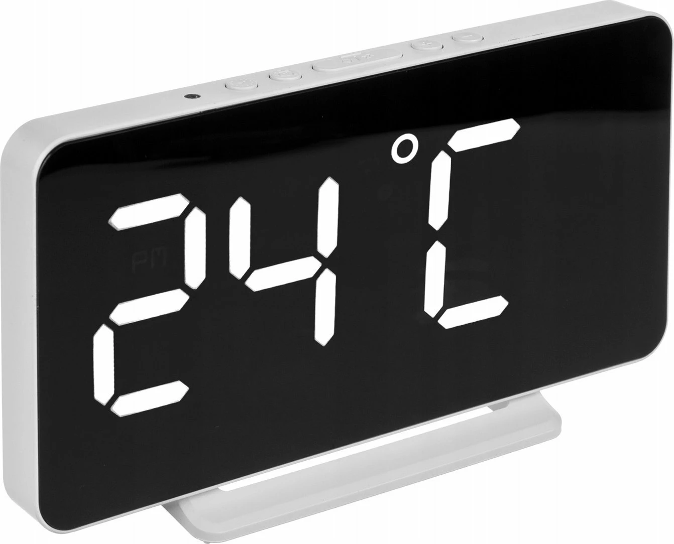Orë alarmi digjitale LED GreenBlue GB383 me termometër, USB, 15x7.5 cm, e bardhë