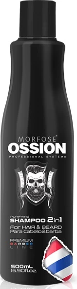 Shampon 2-në-1 për flokë dhe mjekër Morfose Ossion Premium Barber mashkull 500ml