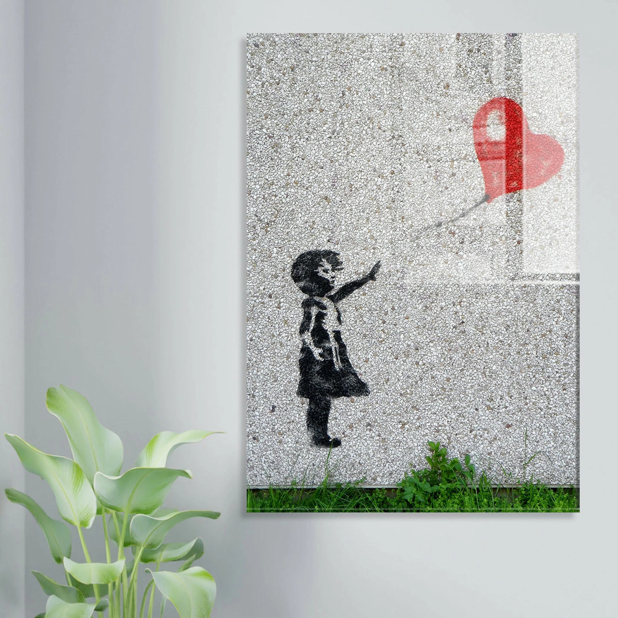 Pikturë dekorative prej xhami të temperuar, Banksy, shumëngjyrëshe, 70x100cm