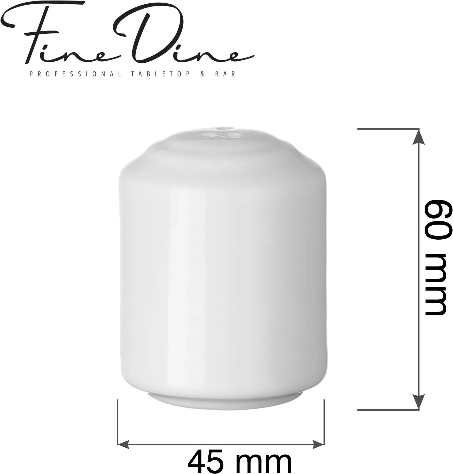 Shkundës kripë Fine Dine Pure Bianco 45mm/60mm porcelan i vitrikuar, i bardhë, set 12 copë