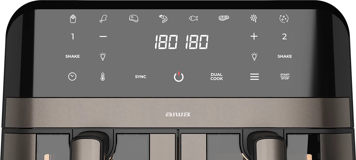 Fritezë me ajër të nxehtë AIWA FUTAGO AFR-9000 9L (2x4.5L) 2400W, e zezë/inox