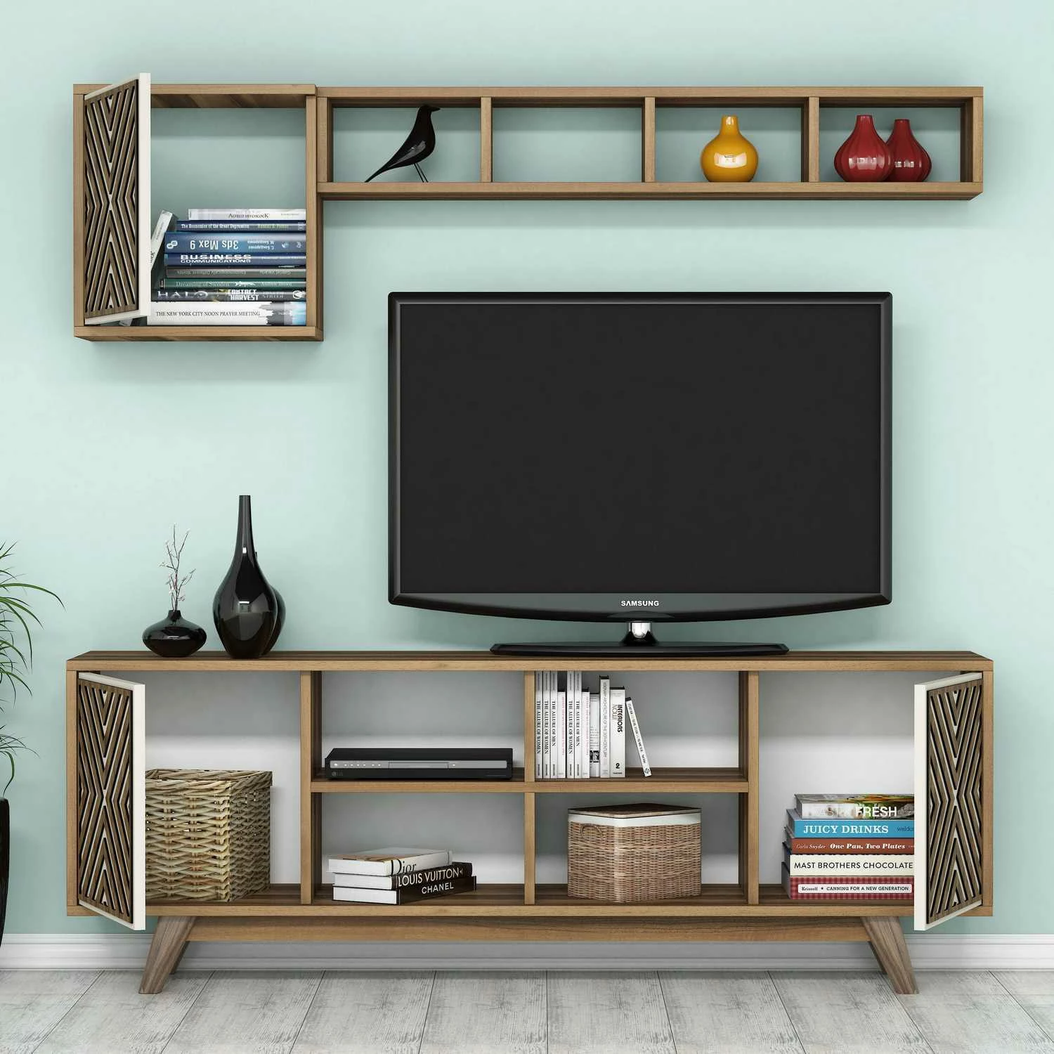 Komodë TV Hanah Home, ngjyrë arre dhe krem, Inci