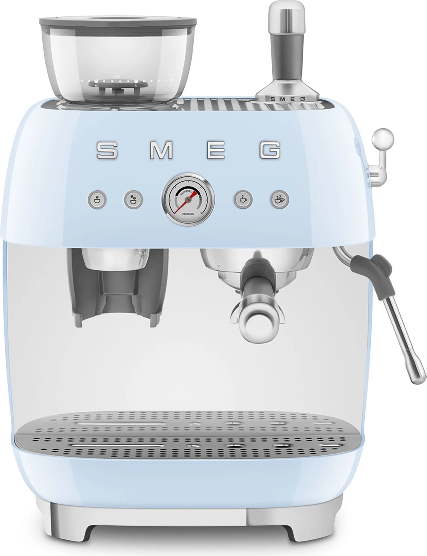 Makinë espresso Smeg EGF03PBEU, rezervuar 2.4L, mulli i integrum, 20 bar, pastel blu