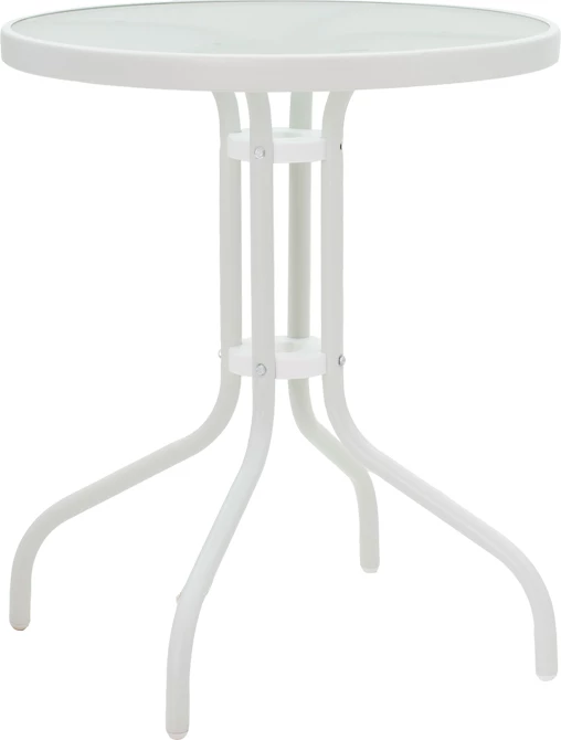 Tavolinë me karrige për terasë Valor-Confidence B set prej 3 metalik, ngjyrë e bardhë, D60x70cm
