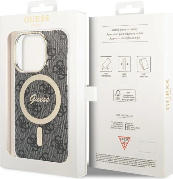 Mbështjellës Guess GUHMP13LH4STK për iPhone 13/13 Pro 6.1", MagSafe, i zi